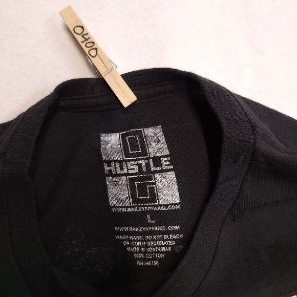 Hustle OG Crew Neck Casual Graphic Short Sleeve T-Shirt Mens Size L Black Red - Picture 6 of 9